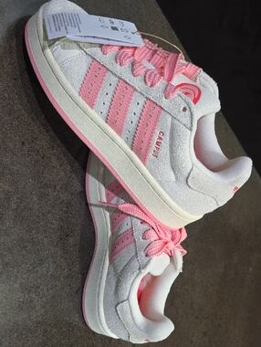 adidas Kids Campus Sneakers in White and Pink